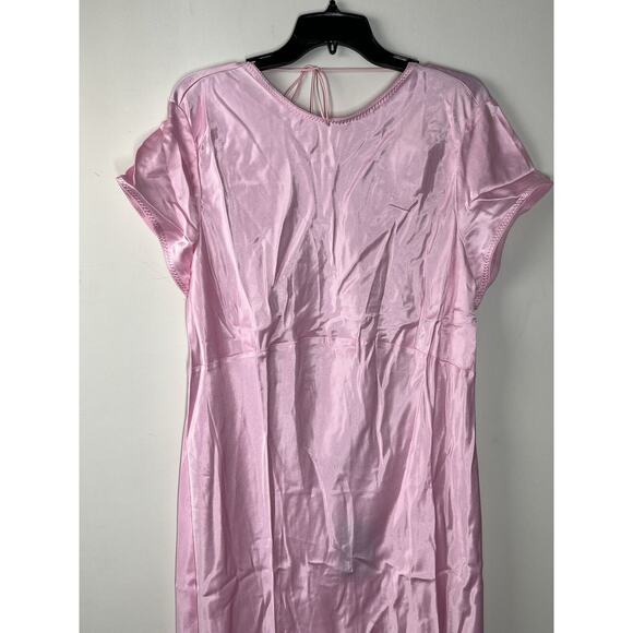 Anna October© X J.Crew Short Sleeve Slip Dress in Luster Crepe Size 22 Pink Maxi - Picture 3 of 11
